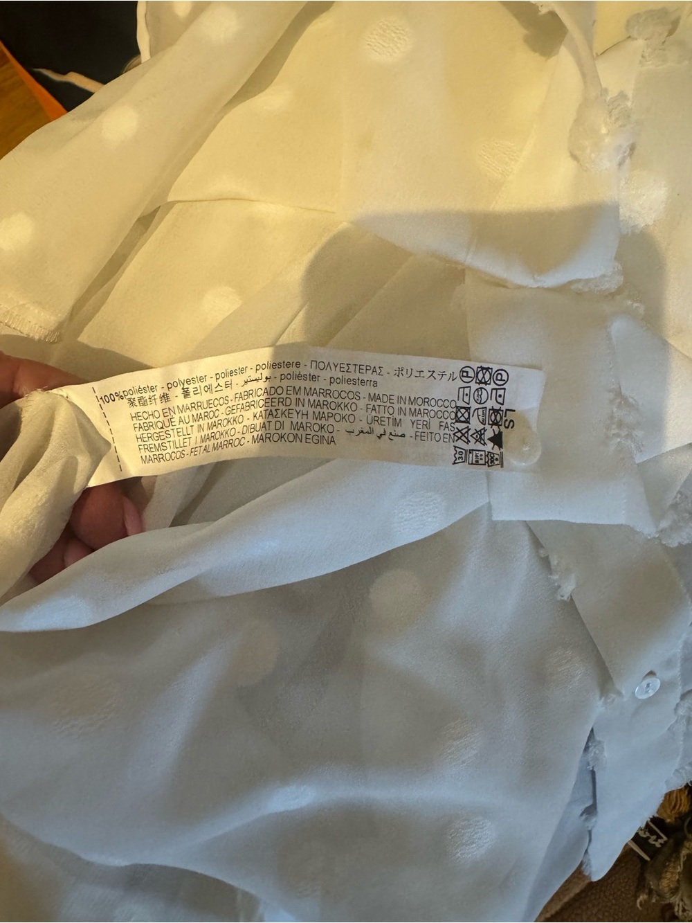 Zara White Textured Dot Button-Up Blouse - Picture 6 of 16